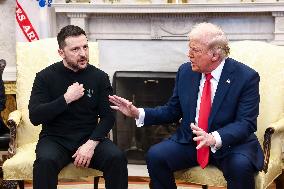 Volodymyr Zelensky Talks With Donald Trump In Oval Office - Washington