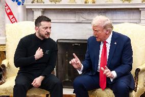 Volodymyr Zelensky Talks With Donald Trump In Oval Office - Washington