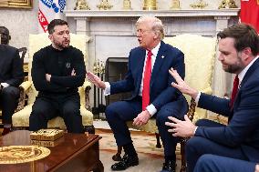 Volodymyr Zelensky Talks With Donald Trump In Oval Office - Washington