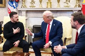 Volodymyr Zelensky Talks With Donald Trump In Oval Office - Washington