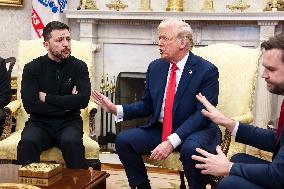 Volodymyr Zelensky Talks With Donald Trump In Oval Office - Washington
