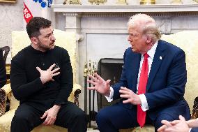 Volodymyr Zelensky Talks With Donald Trump In Oval Office - Washington