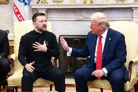 Volodymyr Zelensky Talks With Donald Trump In Oval Office - Washington