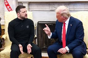 Volodymyr Zelensky Talks With Donald Trump In Oval Office - Washington
