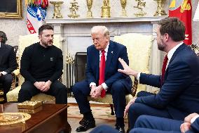 Volodymyr Zelensky Talks With Donald Trump In Oval Office - Washington