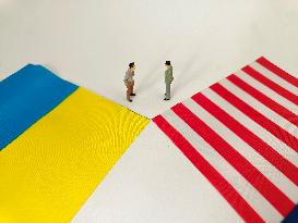 Illustration  United States and Ukraine Flag