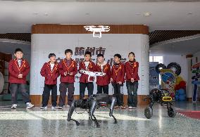 Students Study Drone Robot at School in Tengzhou