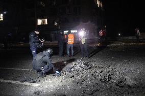 Aftermath Hit By A Russian Drone Strike, Amid Russia's Attack On Ukraine, In Kharkiv, Ukraine