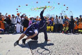 Sikh Youth Demonstrate Traditional Martial Arts During Vaisakhi