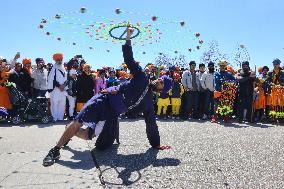 Sikh Youth Demonstrate Traditional Martial Arts During Vaisakhi