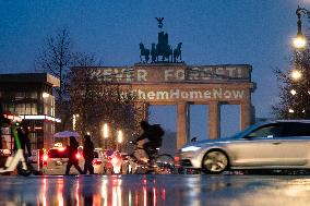 Brandenburg Gate enlightened in orange in solidarity to Hamas Hostages