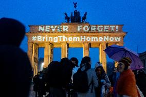 Brandenburg Gate enlightened in orange in solidarity to Hamas Hostages