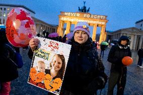 Brandenburg Gate enlightened in orange in solidarity to Hamas Hostages