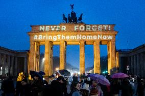 Brandenburg Gate enlightened in orange in solidarity to Hamas Hostages