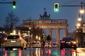 Brandenburg Gate enlightened in orange in solidarity to Hamas Hostages