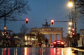 Brandenburg Gate enlightened in orange in solidarity to Hamas Hostages