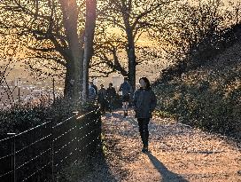 Evening In Freiburg, City At The Southwestern Foothills Of The Black Forest