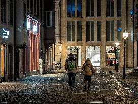 Evening In Freiburg, City At The Southwestern Foothills Of The Black Forest