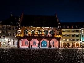 Evening In Freiburg, City At The Southwestern Foothills Of The Black Forest