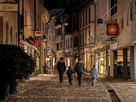 Evening In Freiburg, City At The Southwestern Foothills Of The Black Forest