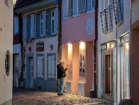 Evening In Freiburg, City At The Southwestern Foothills Of The Black Forest