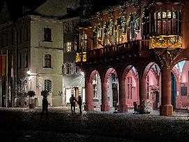 Evening In Freiburg, City At The Southwestern Foothills Of The Black Forest