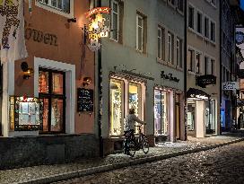 Evening In Freiburg, City At The Southwestern Foothills Of The Black Forest