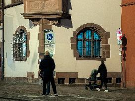 Evening In Freiburg, City At The Southwestern Foothills Of The Black Forest