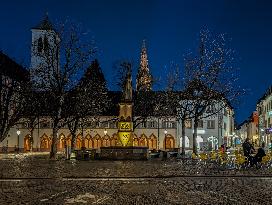 Evening In Freiburg, City At The Southwestern Foothills Of The Black Forest