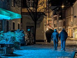 Evening In Freiburg, City At The Southwestern Foothills Of The Black Forest