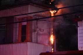 Firefighters Struggle To Put Out Fire In Three Homes On Woodside Avenue In Newark New Jersey Due To High Winds And Freezing Temp