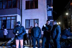 Aftermath of Russian drone attack on residential building of Zaporizhzhia