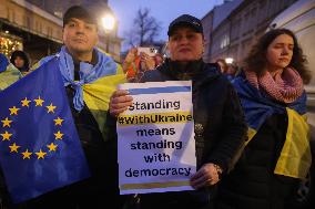 Demonstration In Solidarity With Ukraine In Krakow, Poland