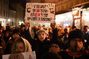 Demonstration In Solidarity With Ukraine In Krakow, Poland