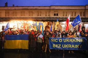 Demonstration In Solidarity With Ukraine In Krakow, Poland