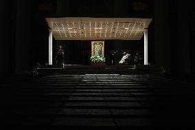 Religion: Cardinal Robert Prevost leads the recitation of the Holy Rosary for Pope Francis on March 03, 2025
