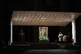 Religion: Cardinal Robert Prevost leads the recitation of the Holy Rosary for Pope Francis on March 03, 2025