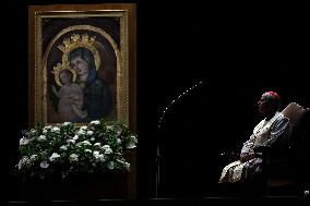 Religion: Cardinal Robert Prevost leads the recitation of the Holy Rosary for Pope Francis on March 03, 2025