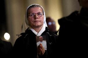 Religion: Cardinal Robert Prevost leads the recitation of the Holy Rosary for Pope Francis on March 03, 2025
