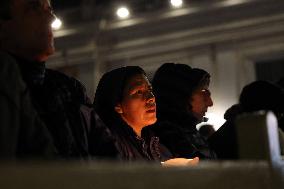 Religion: Cardinal Robert Prevost leads the recitation of the Holy Rosary for Pope Francis on March 03, 2025