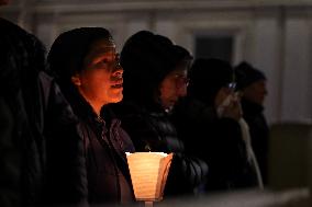 Religion: Cardinal Robert Prevost leads the recitation of the Holy Rosary for Pope Francis on March 03, 2025