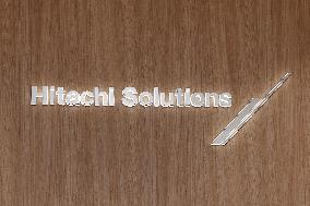 Hitachi Solutions signage and logo