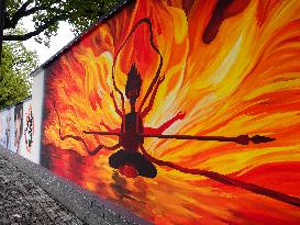 Nezha 2 Theme Wall Painting in Yichang