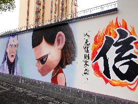Nezha 2 Theme Wall Painting in Yichang