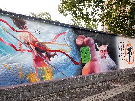 Nezha 2 Theme Wall Painting in Yichang