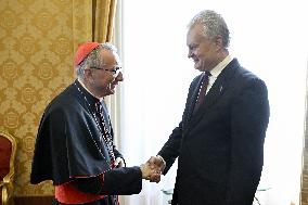 Cardinal Parolin Meets Lithuanian President at the Vatican