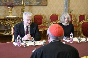 Cardinal Parolin Meets Lithuanian President at the Vatican