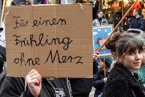 Anti Friedrich Merz Protest Sign On A Demonstration