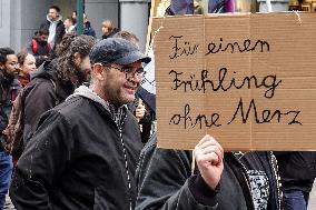 Anti Friedrich Merz Protest Sign On A Demonstration