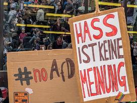 Anti-AfD Protest Signs At Demonstration